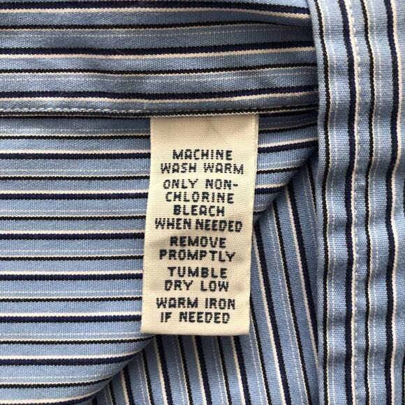 Ralph Lauren Classic Fit Long Sleeve Blue Striped Poplin Shirt, Size L - Picture 4 of 9